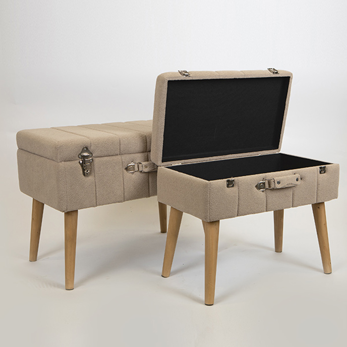 ESTHETI home Set ton 2 Skampo Beloudino Bez me Xulina Podia kai Sxedio Balitsa 62x36x48cm/52x31x43cm 750-14025